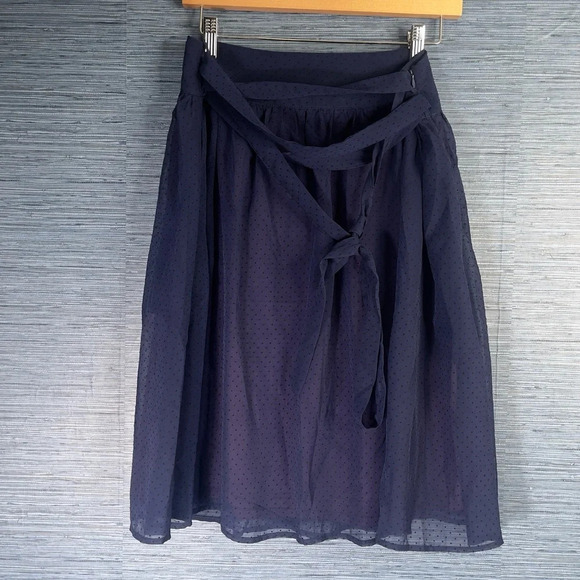TULLE Blue Polka Dot Skirt Sash Knee Length Sz Large Tie - Picture 1 of 9